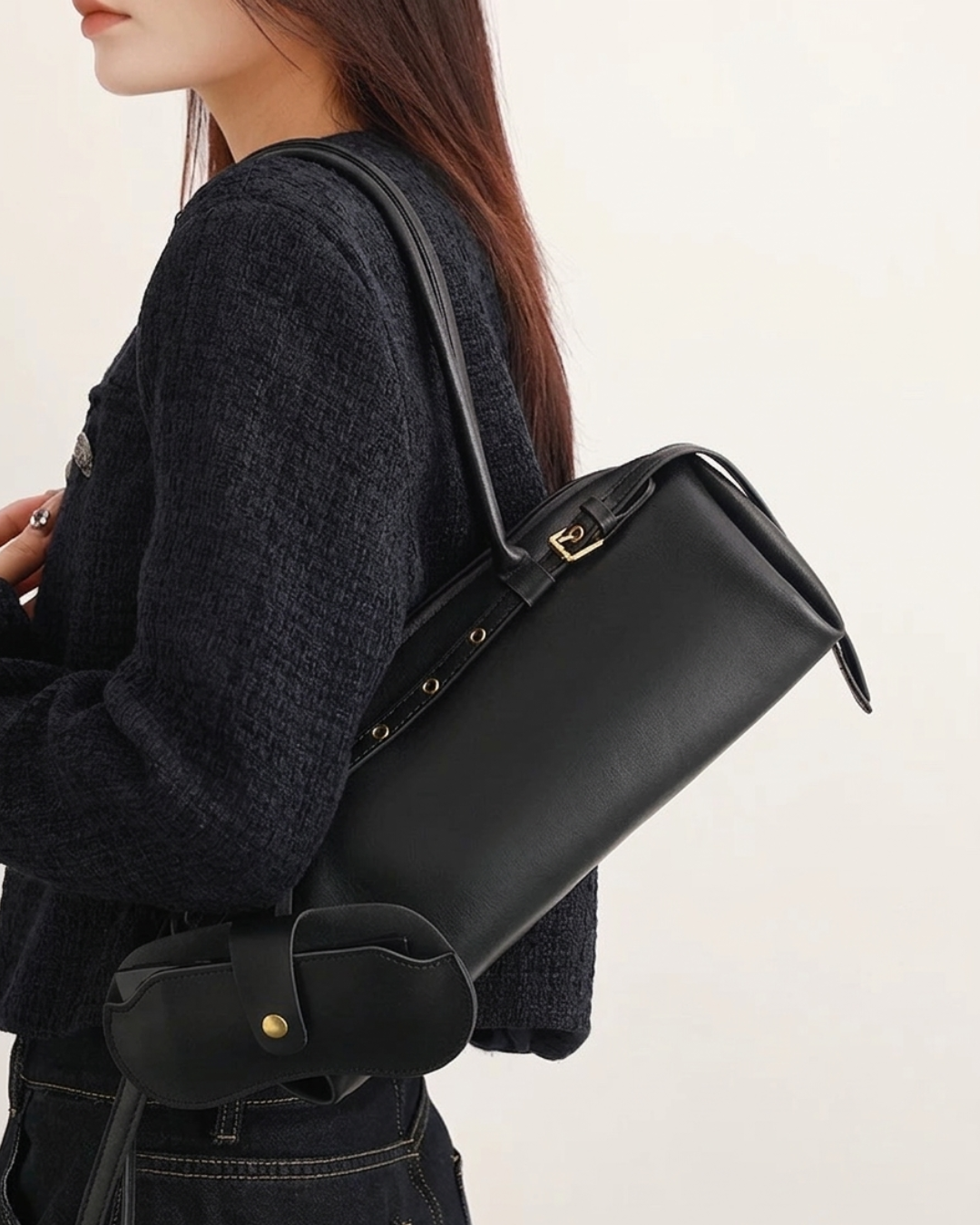 Minimal Shoulder Bag with Glass Case