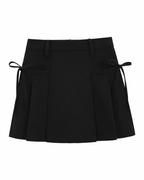 Side-Tie Pleated Mini Skirt