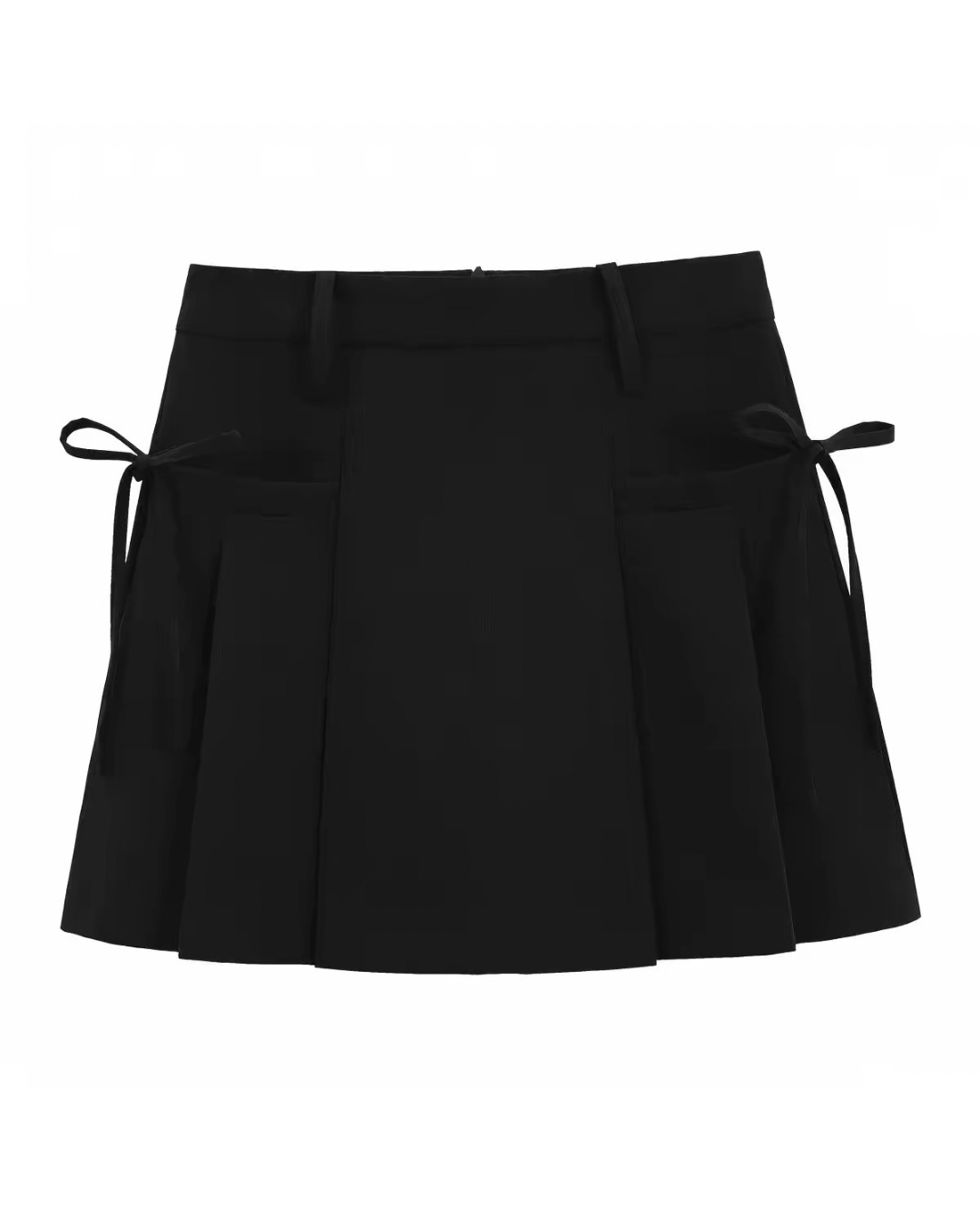 Side-Tie Pleated Mini Skirt