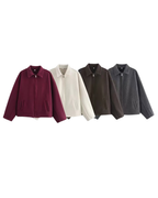 Minimal Zip Wool-Look Jacket
