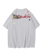 Floral Script Back Print Oversized T-Shirt