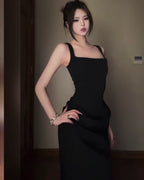 Elegant Back Tie Ruched Maxi Dress