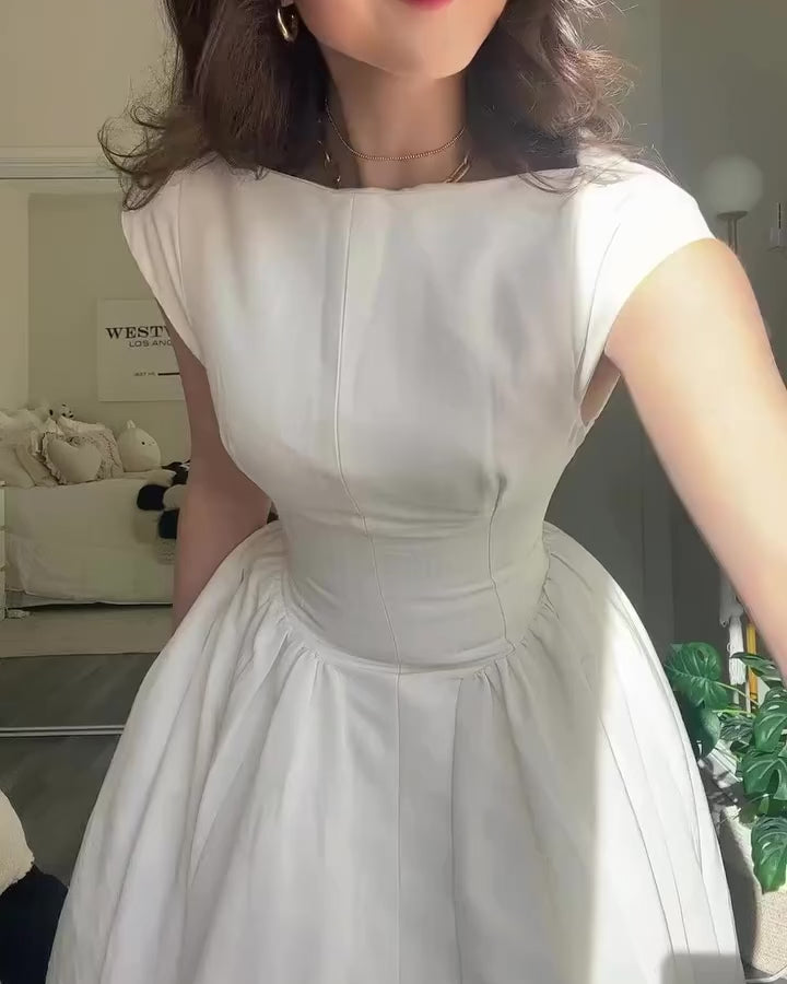 Elegant White Midi Dress (Өмсгөл томтой)